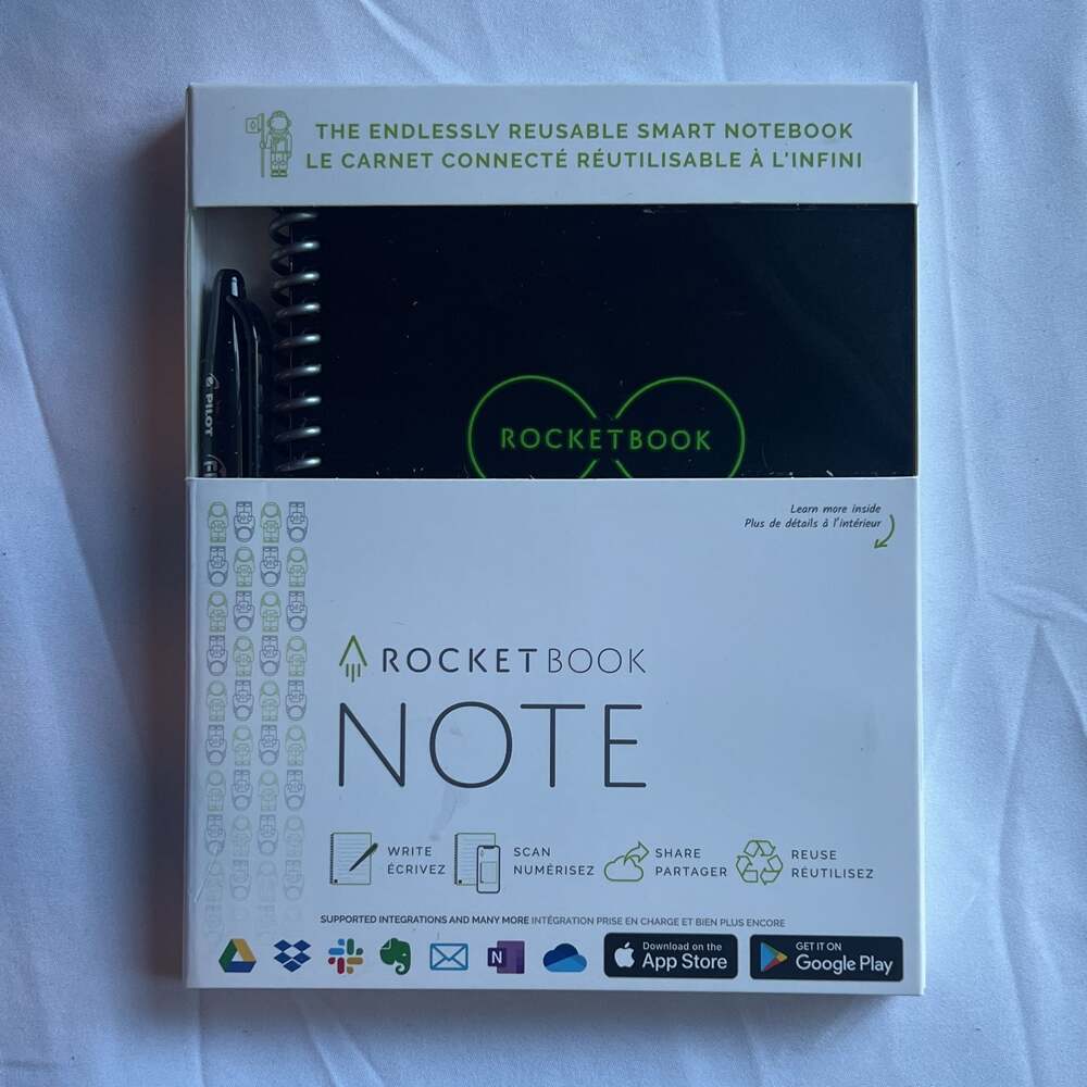 Rocketbook Note Smart Reusable Spiral Notebook Dot-Grid & Lined 36 Pages 5 X 7